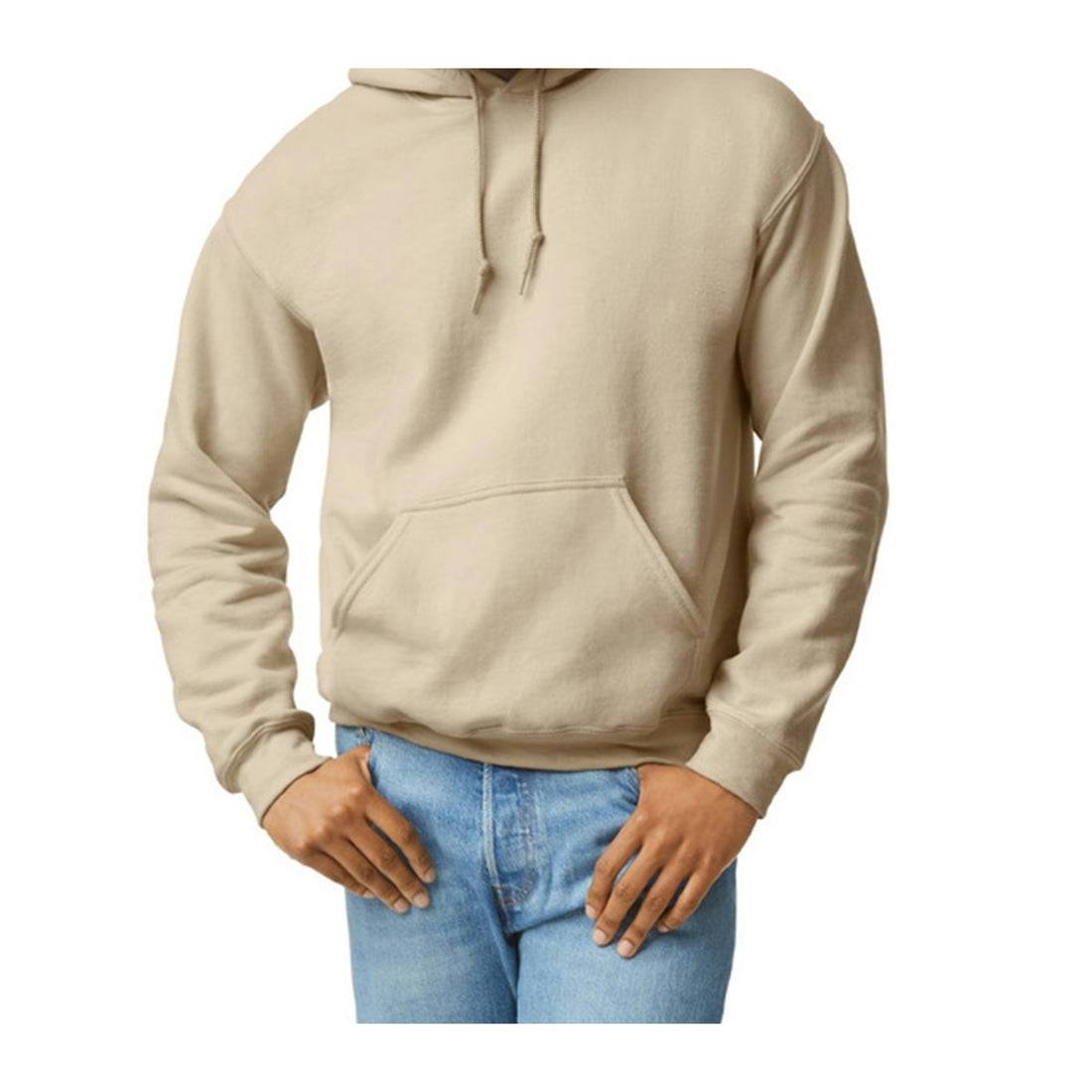 Men's Cotton-Blend Pullover Hoodie - Sand