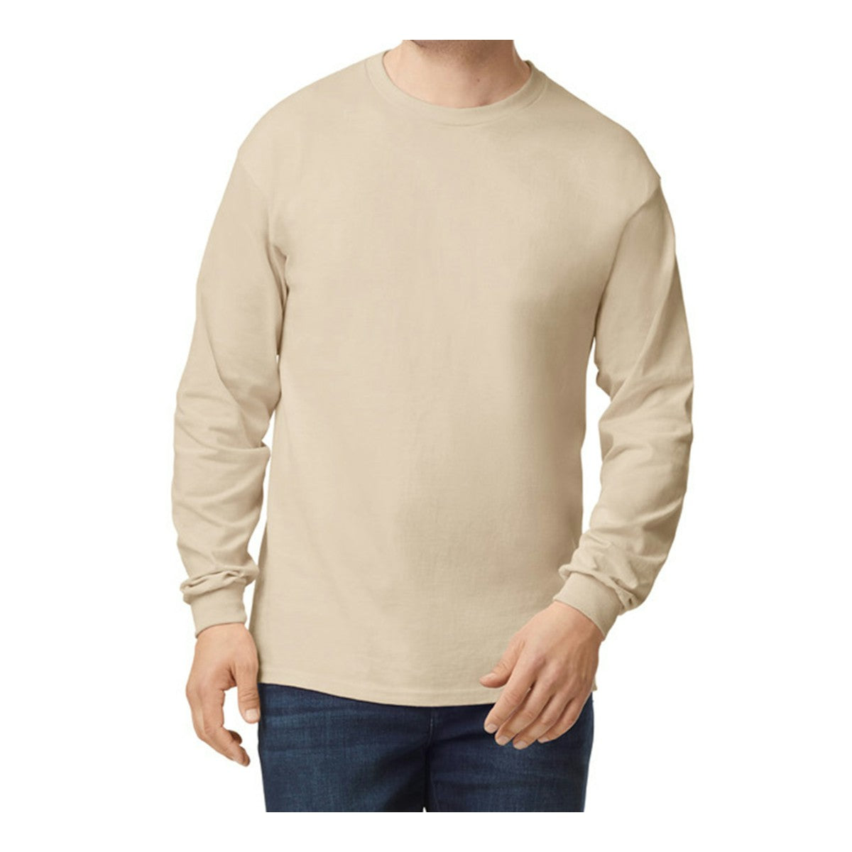 Men's Heavyweight Cotton Long-Sleeve T-Shirt - Sand