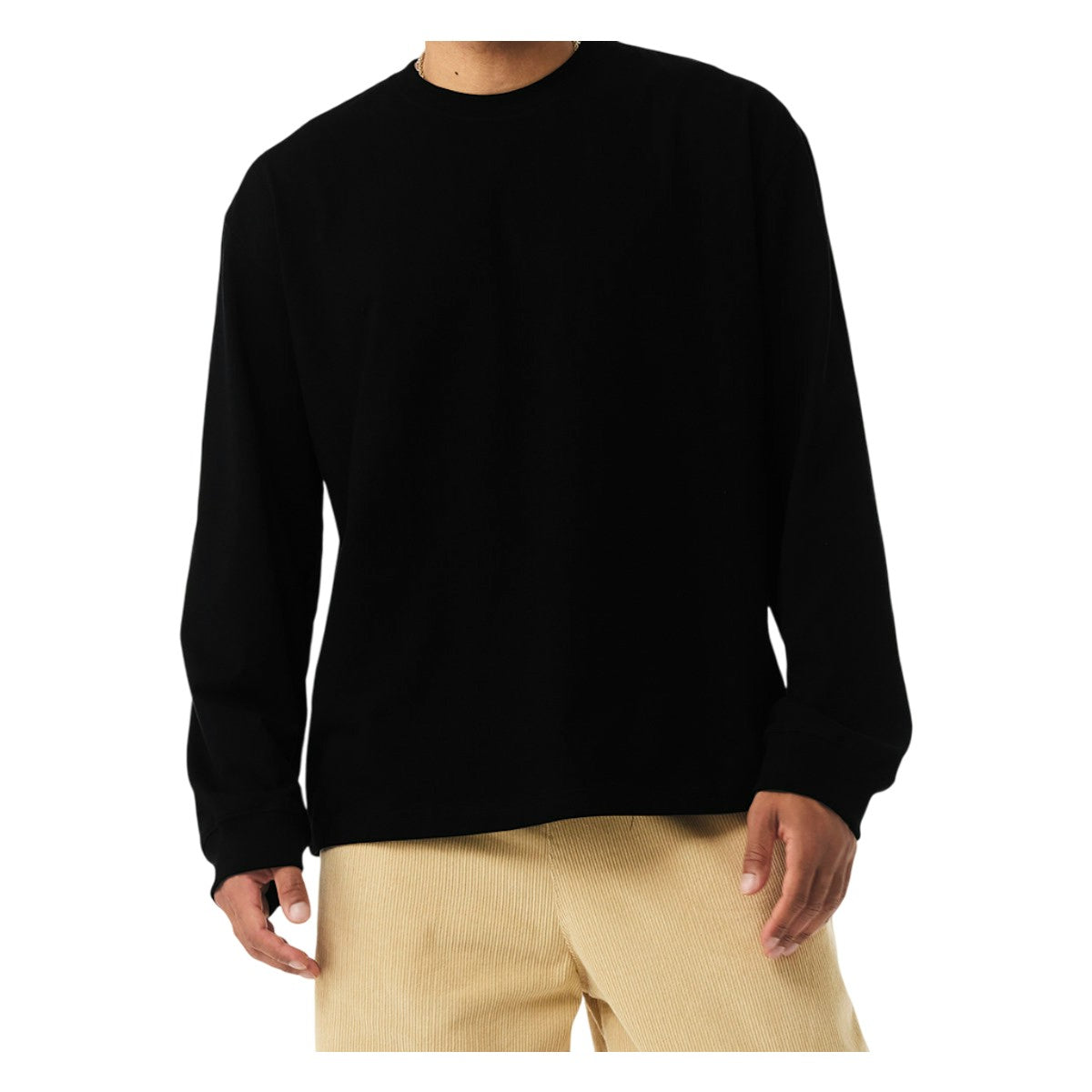 Men's Relaxed Heavyweight Cotton Long-Sleeve T-Shirt - Black 2