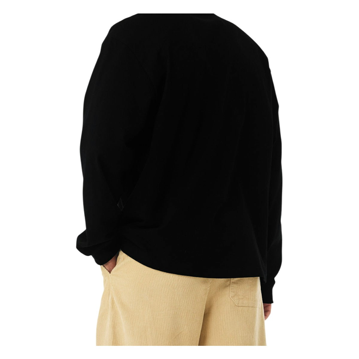 Men's Relaxed Heavyweight Cotton Long-Sleeve T-Shirt - Black 4